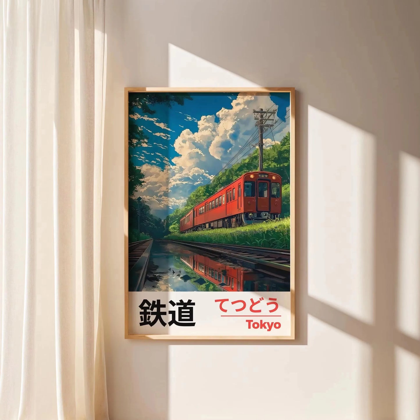 Lienzo impreso de paisaje japonés retro, arte asiático, póster de arte de pared de ferrocarril, sala de estar moderna, dormitorio, baño, decoración del hogar
