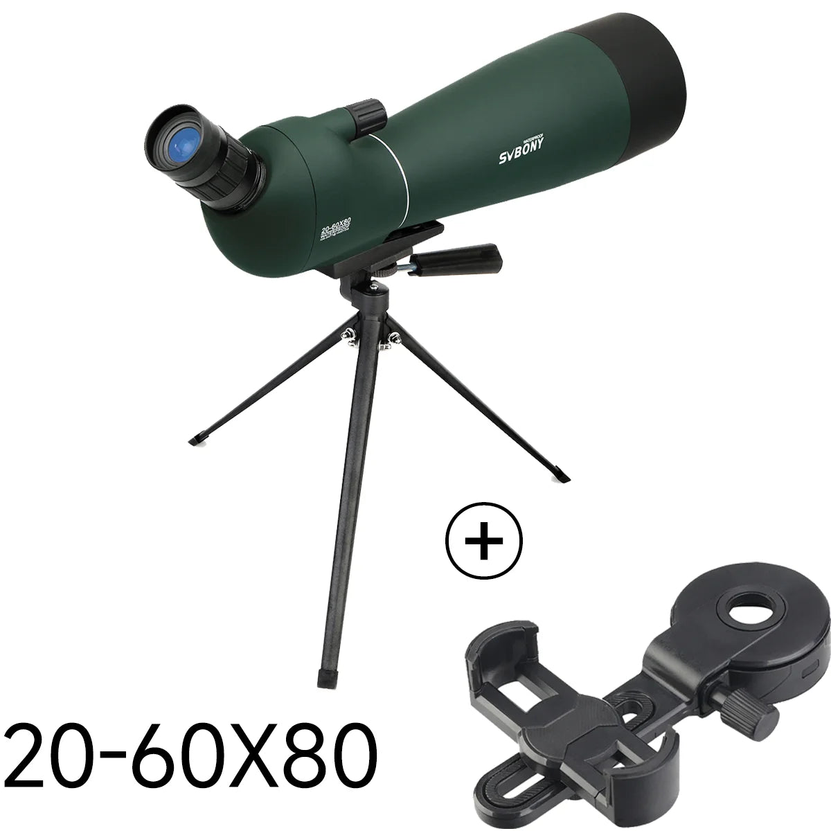 Longue vue monoculaire 50/60/70/80mm Bak4 Porro Prisme — imperméable, adaptateur téléphone, trépied, observation oiseaux
