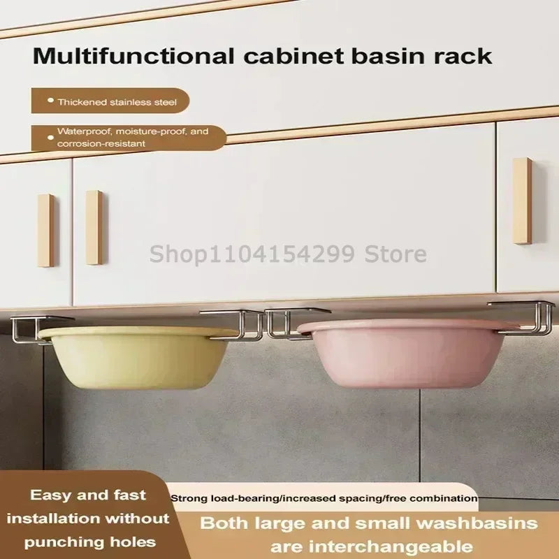 Stainless Steel Kitchen Sponge Holder, Sink Sponge Drying Rack, Self-Adhesive Storage Holder, Wall Hooks, Kitchen Organizer