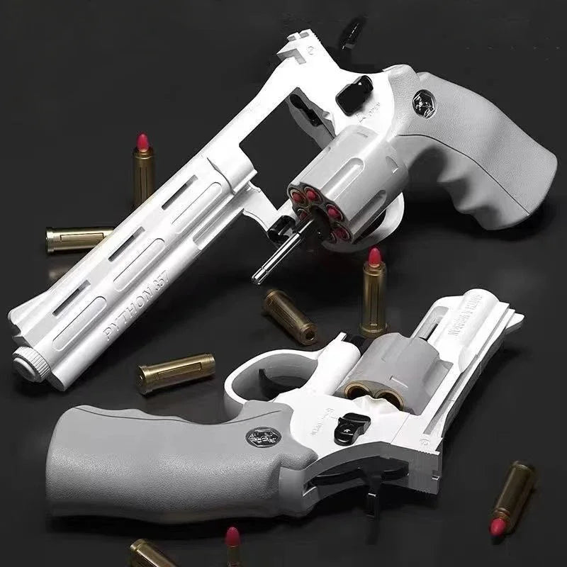 Lanceur revolver jouet à tir continu — fléchettes souples, enfants et adultes, jeu en plein air