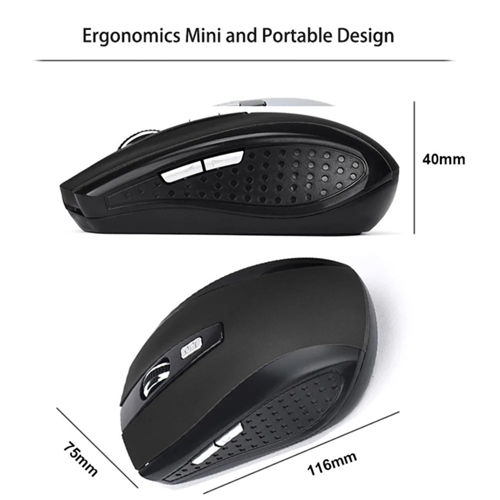 Souris sans fil 2.4G souris de jeu 2.4Ghz souris optique sans fil 6D mince Mini souris silencieuse DPI1600 pour Macbook PC ordinateur portable