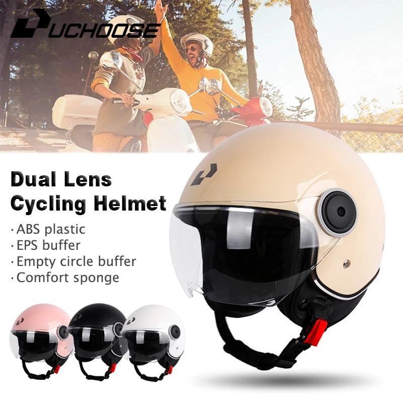 DOT - Vintage Open Face Motorcycle Helmet, Retro 3/4, Cruise, for Men and Women