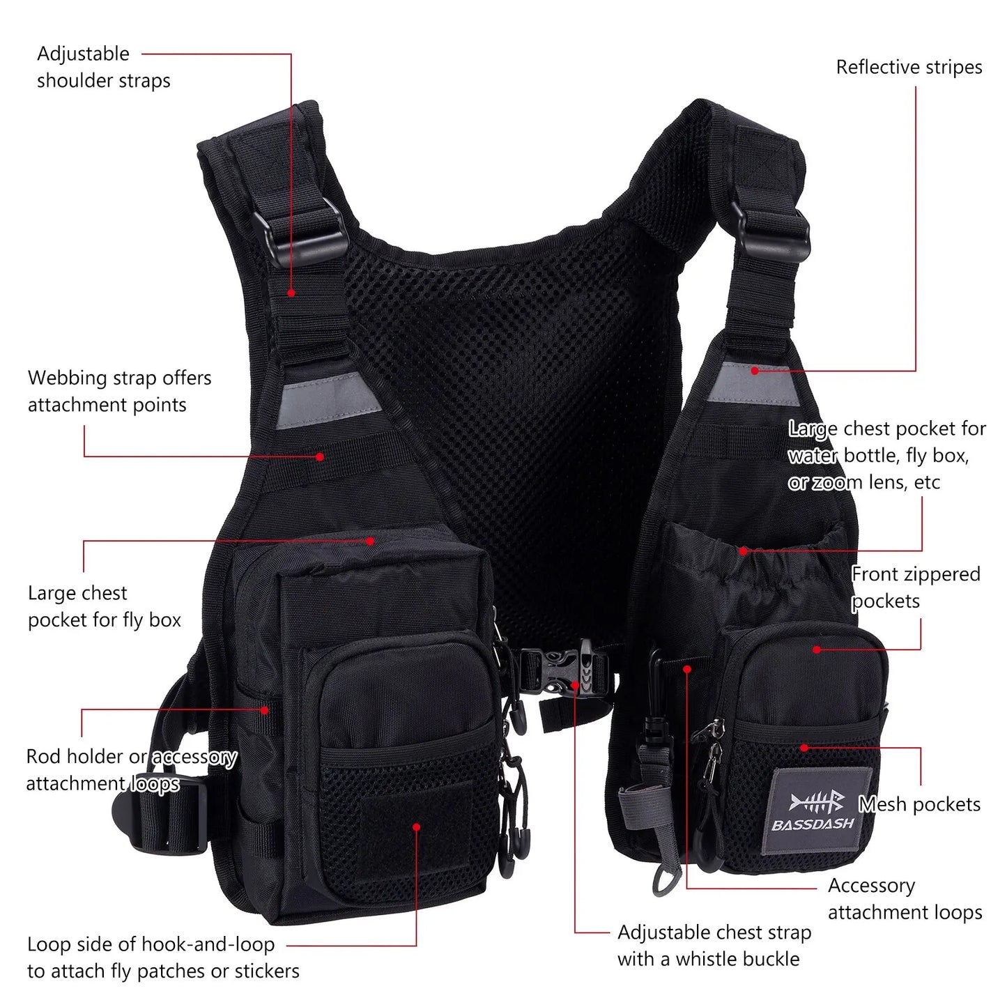 Bassdash-Glaçage de pêche à la mouche ultra léger pour hommes et femmes, sac de poitrine portable, taille unique, FV08
