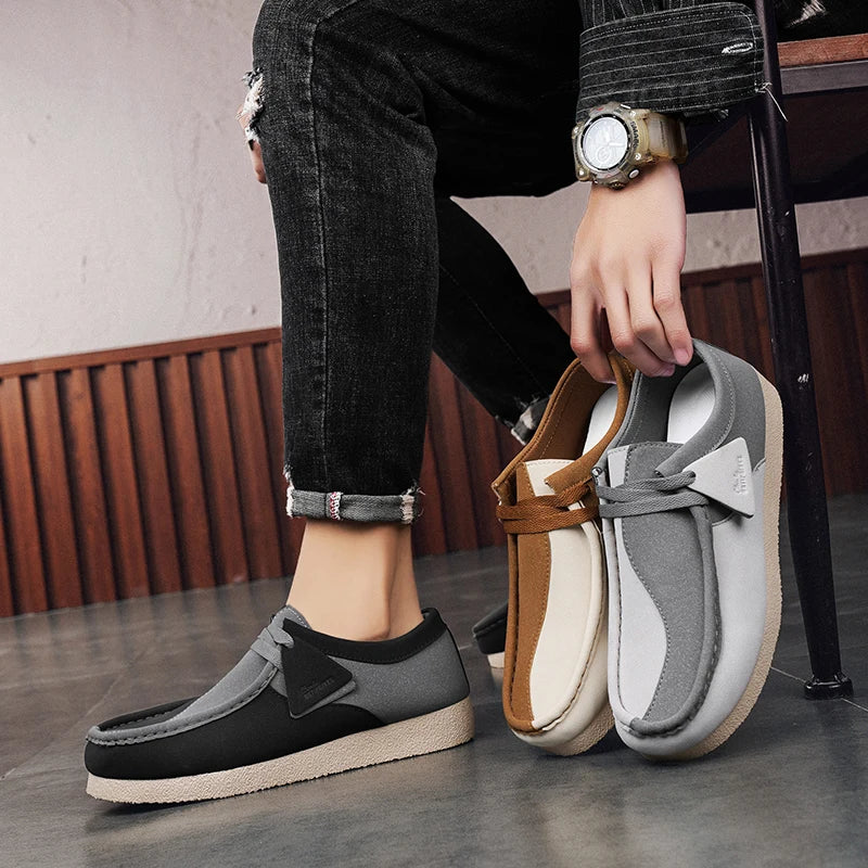 Novedad Zapatos casuales vintage de lujo para hombre, sin cordones, de gamuza, zapatillas de deporte, cómodos para caminar, zapatos náuticos para hombre, calzado masculino