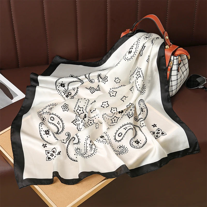 Foulard carré hijab pour femme imprimé populaire — étoles plage, châle, bandeau cheveux