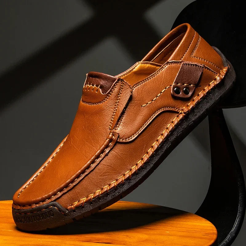 Mocasines de Cuero para Hombre, Zapatos de Conducción Italianos, Transpirables, Hechos a Mano, Casuales