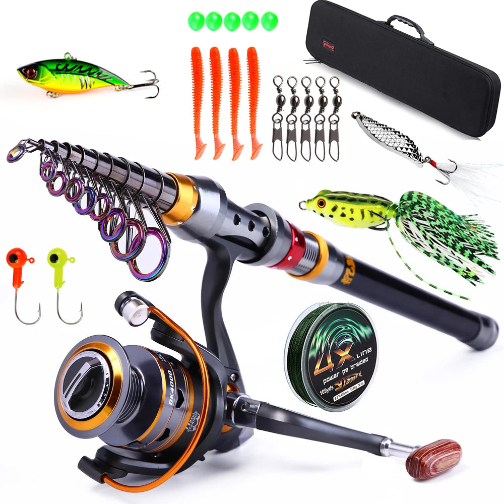 Sougayilang – canne à pêche télescopique de 1.8 à 3.6m, accessoire Portable de voyage avec moulinet à 11 roulements