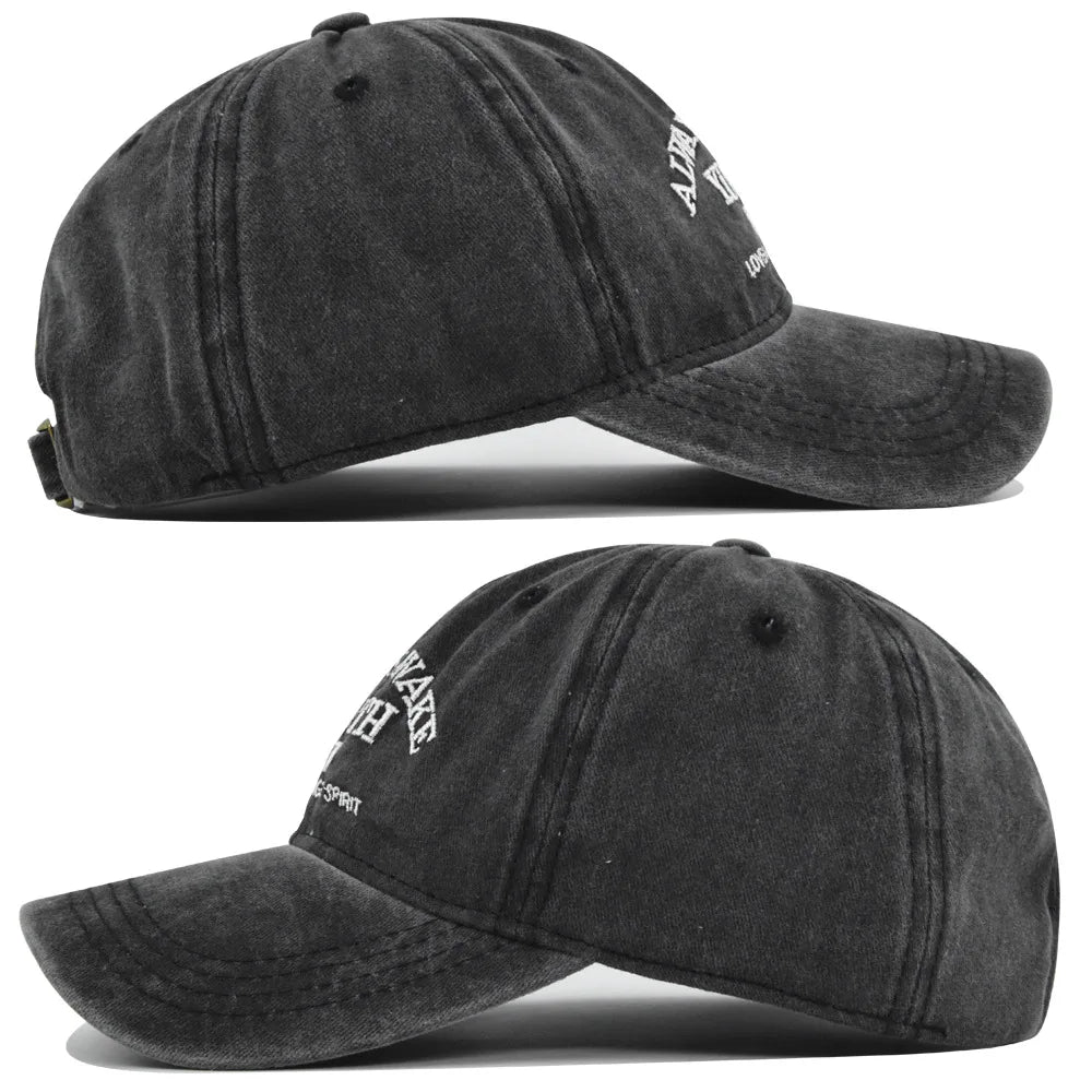 Men Women Embroidered Letter Baseball Cap Vintage Fashion Solid Adjustable Outdoor Sports Snapback Hat Distressed Gorras