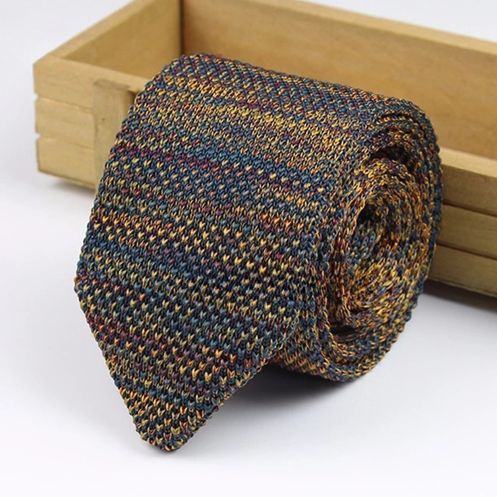 New Style Gradient Fashion Men's Solid Colored Knitted Tie Normal Slim Classic Woven Tie Narrow Ties