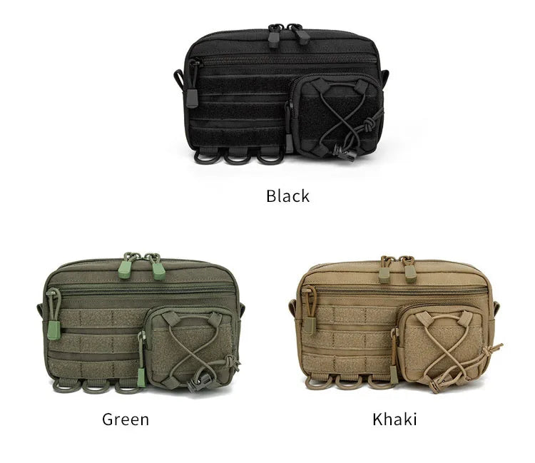 Pochette d'administration horizontale tactique Molle avec poche avant à cordon, pochette modulaire EMT, sac de rangement utilitaire EDC, sac de taille d'extérieur