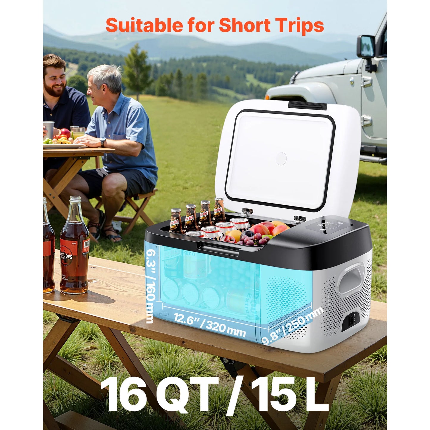 Réfrigérateur de voiture 15/20/22L — compresseur électrique, contrôle par application, camping-car, bateaux