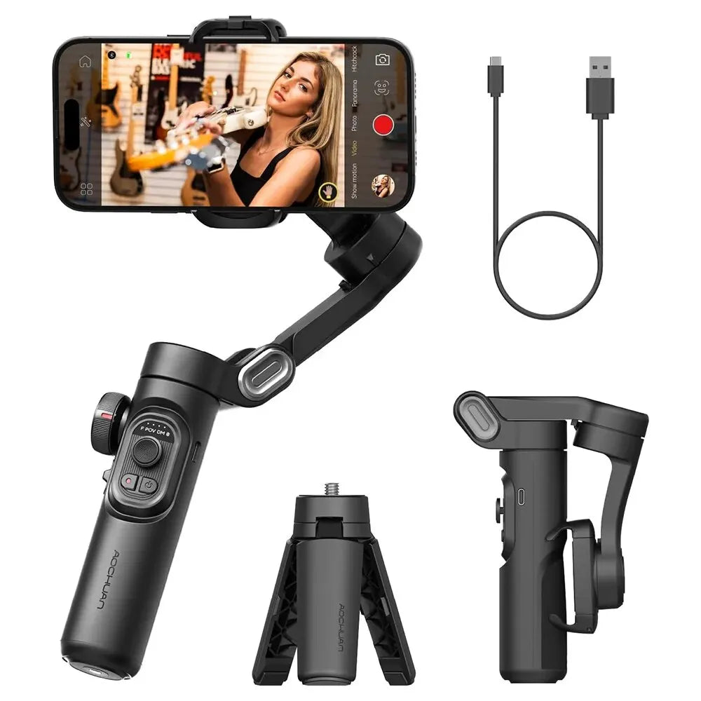 AOCHUAN - Estabilizador de cardán de 3 ejes, SmartRecruitment para Smartphone, iPhone Android, AI, Seguimiento facial, TikTok Vlog