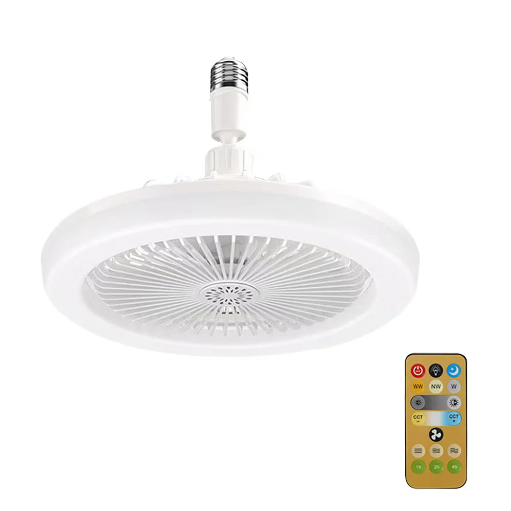 Ventilateur de Plafond Rotatif avec Télécommande, Lampe d'Éclairage, Convertisseur, Base d'Éclairage, Chambre à Coucher, Salon, Flamme ATA, 3 en 1