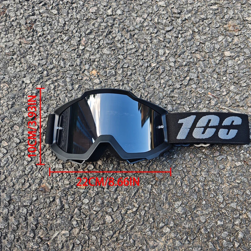 100 gafas de moto, lentes de carreras antipolvo a prueba de viento para hombres y mujeres, motocross, ciclismo, esquí al aire libre, gafas de bicicleta de cross