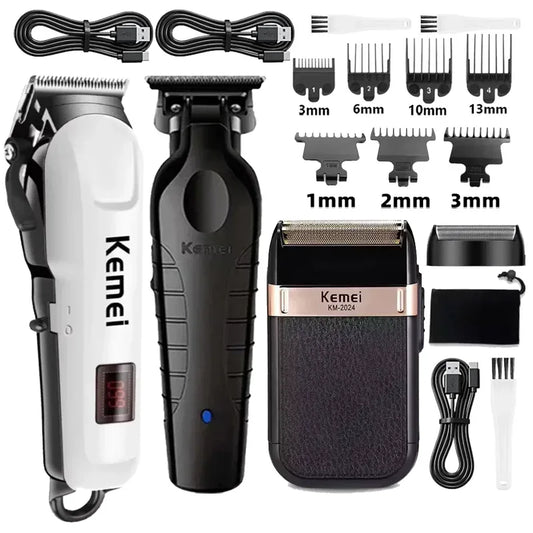 Kemei cortadora de pelo Km-809A Km-2299 Km-2024 cortadora de barba inalámbrica UBS Recargable potentes cortadoras de pelo eléctricas para hombres