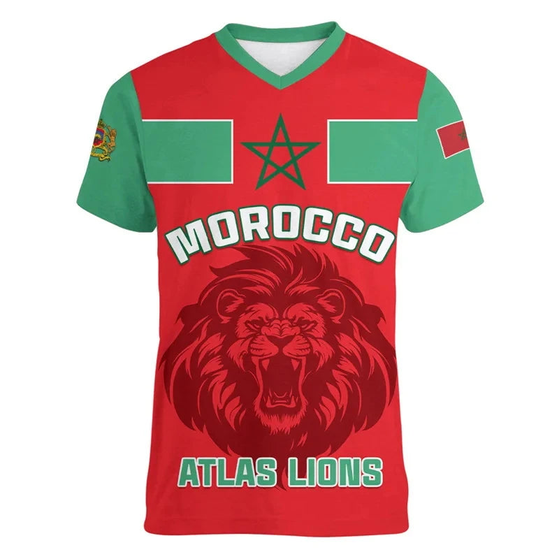T-Shirt marocain 3D drapeau marocain emblème graphique T-Shirt pour hommes vêtements décontracté chemises à manches courtes unisexe salle de sport Fitness V hauts