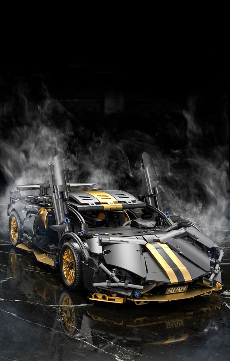 Blocs de construction de course de supercar noir, technologie 1:14, voiture en brique assemblée, jouet, cadeau d'anniversaire pour garçons