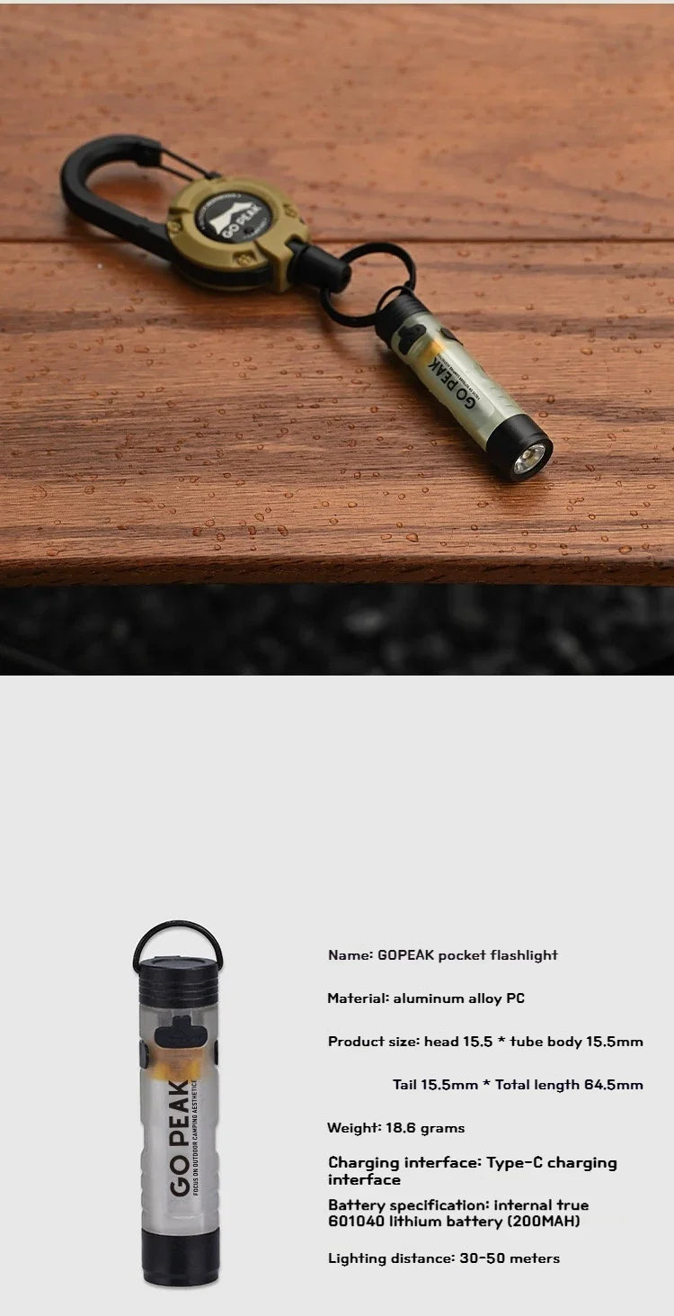 Mini lampe torche de poche Gopeak, LED extérieure, avec clip pour clés et casquette, torche 5050, longue autonomie, rechargeable par USB, pour randonnée, camping et sentiers d'urgence