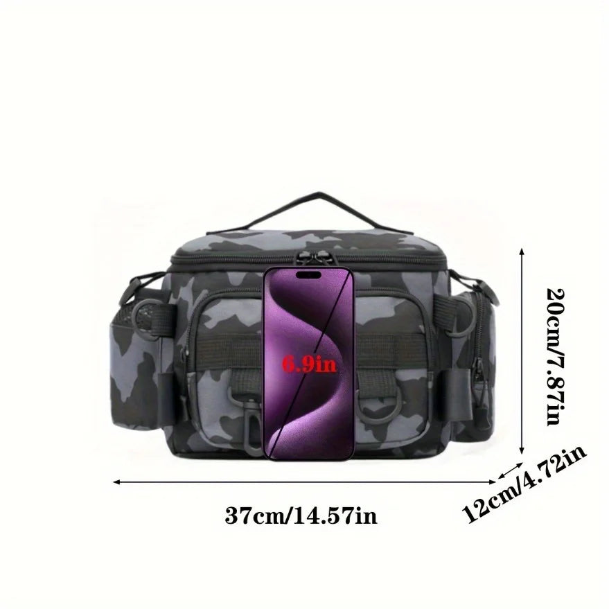 Sac de Matériel de Pêche Multifonctionnel — Sac de Taille Toile Bandoulière Sport Voyage