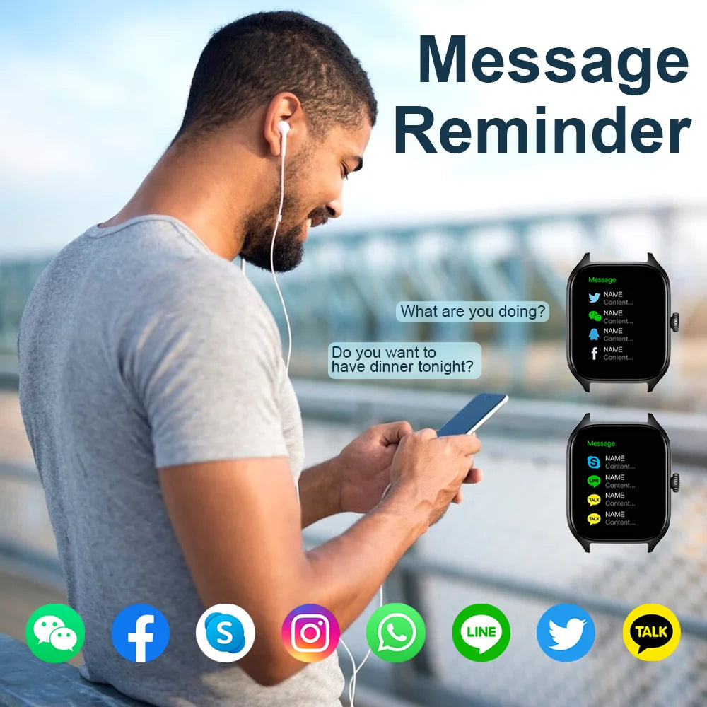 Smartwatch Appels Bluetooth — Calories Fréquence Cardiaque Oxygène Sanguin