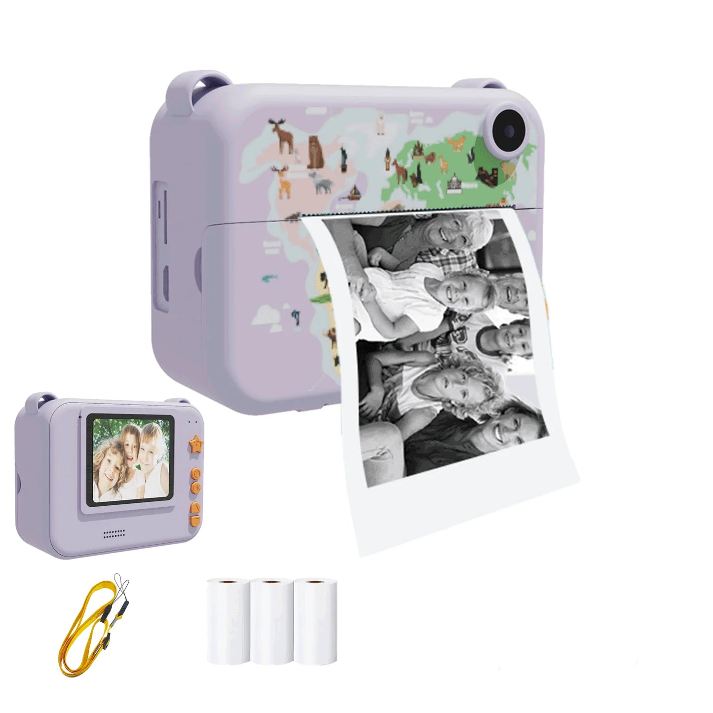 Mini Digital Camera for Kids, Instant Print, Photo, Video Recorder, Thermal Printer, Birthday Gift
