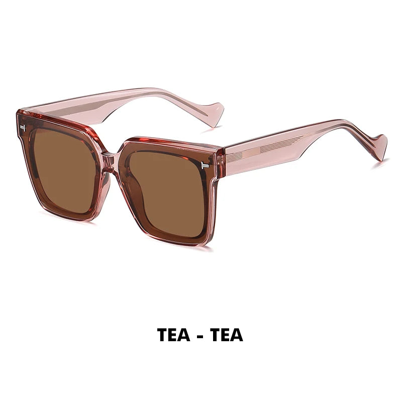 Premium Polarized Square Sunglasses for Women, Thick Crystal Rivet Oversized Stylish Driving Eyewear for Men, Women's Sunglasses