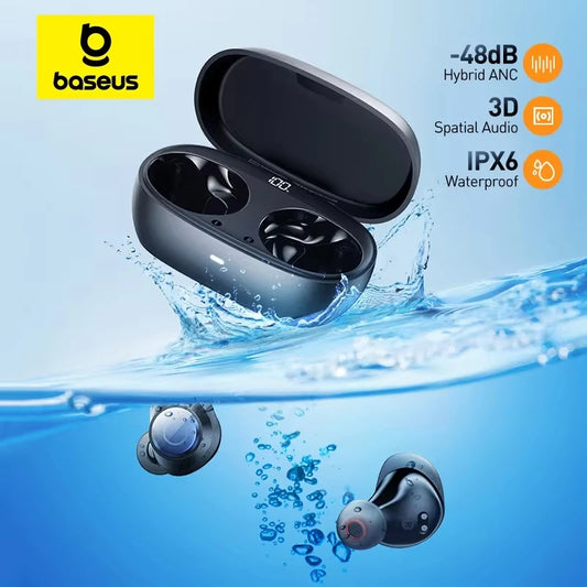 Écouteurs ANC hybride 48dB Bluetooth 5.3 — IPX6 étanche, 4 micros ENC, casque de sport