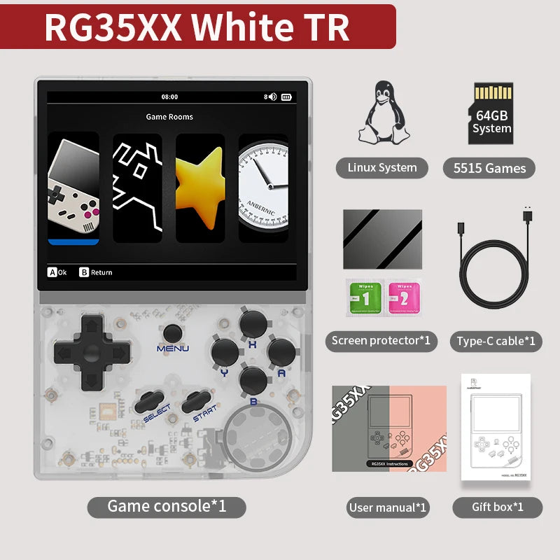 ANBERAlfred-Consola de juegos retro RG35XX Plus/RG35XX, pantalla IPS de 3.5", reproductor de videojuegos portátil Linux, compatible con salida HDMI-M de TVChancelor