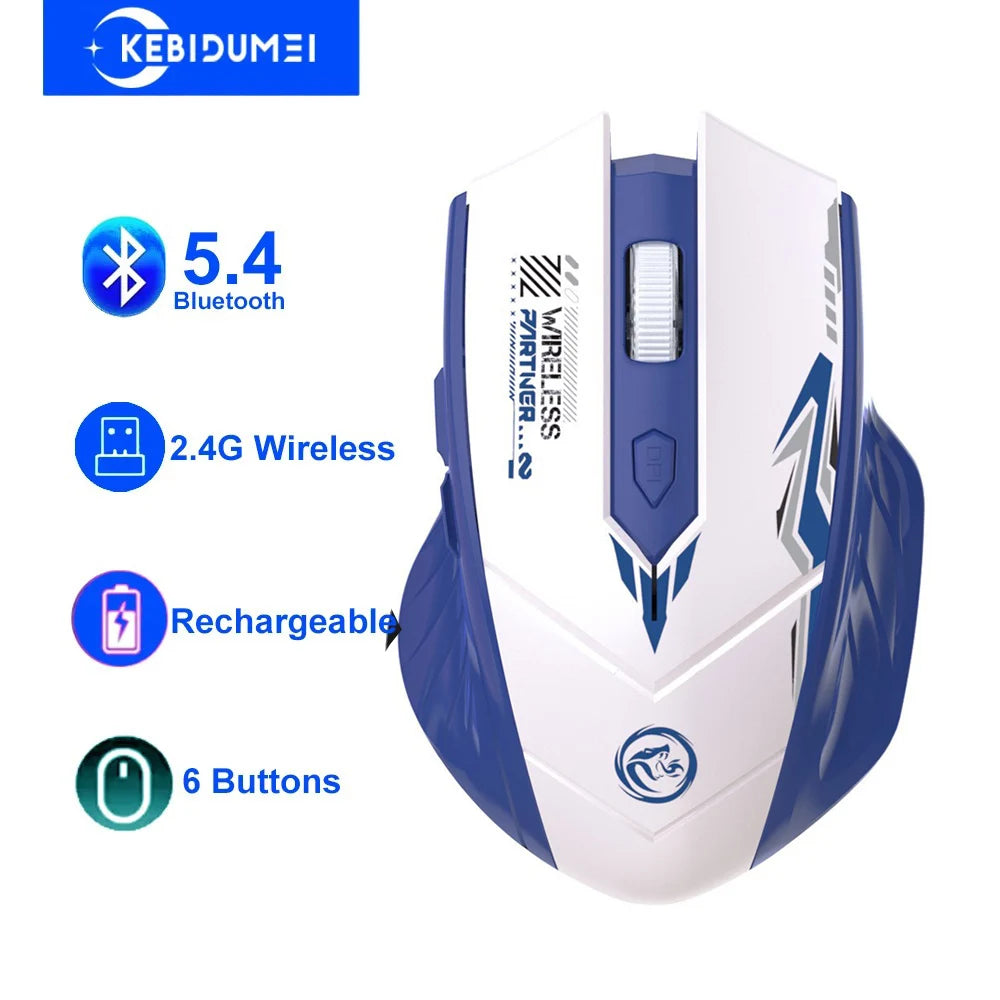 Souris Bluetooth 5.4 double Mode 2.4G souris sans fil 6 boutons souris de jeu bureau souris silencieuse souris Rechargeable pour ordinateur portable