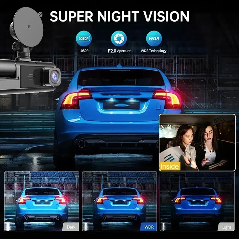 Dashcam WiFi 3/2 Objectifs 1080P — Vision Nocturne Avant Arrière Enregistreur