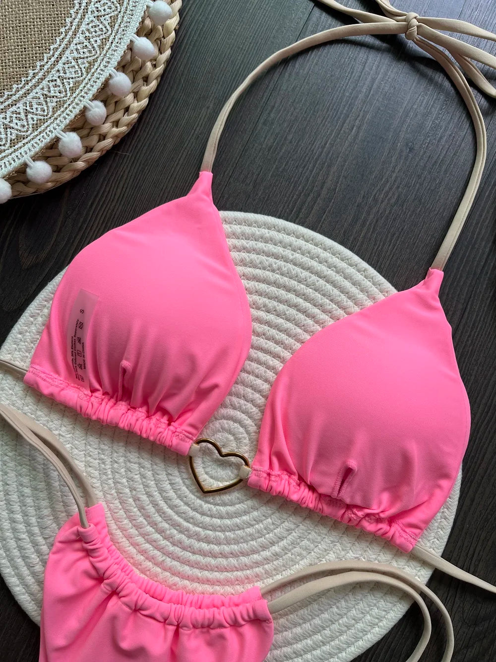 RUOTONSEPT-Maillot de bain deux pièces sexy pour femme, bikini brésilien, couleur unie, col licou, triangle, culotte tanga