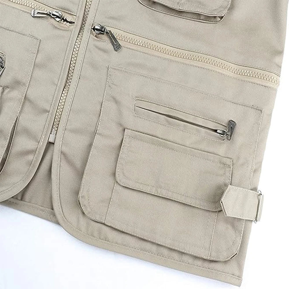 Gilet de randonnée en plein air pour hommes, multi-poches, respirant, pour la chasse et la pêche, veste de sport fine et Simple pour l'extérieur