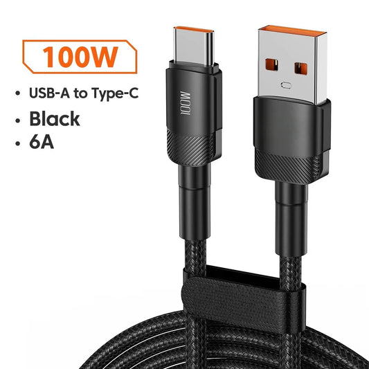 Câble de charge rapide PD 100W USB-C — 1m/2m/3m, cordon de données compatible smartphones Android