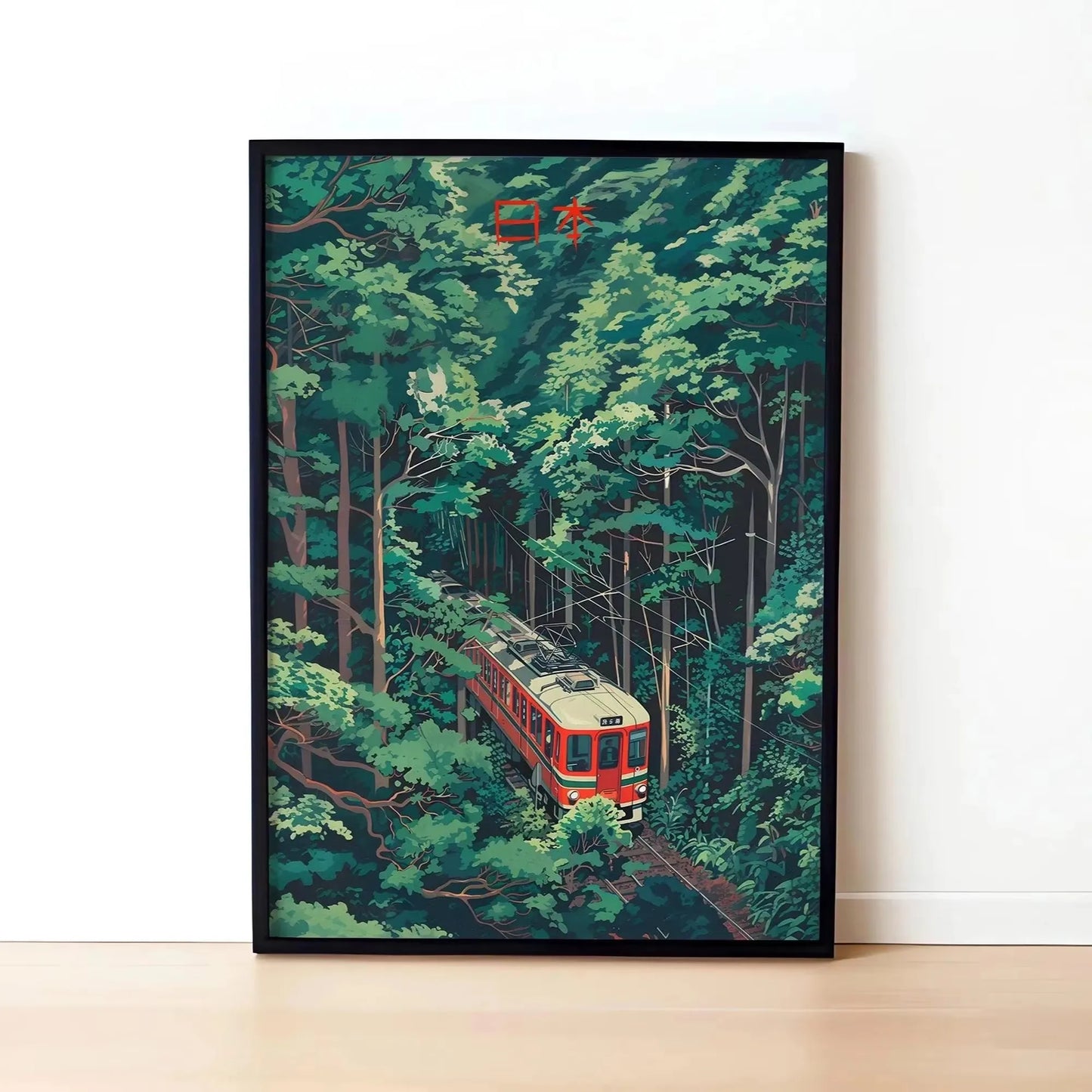 Lienzo impreso de paisaje japonés retro, arte asiático, póster de arte de pared de ferrocarril, sala de estar moderna, dormitorio, baño, decoración del hogar