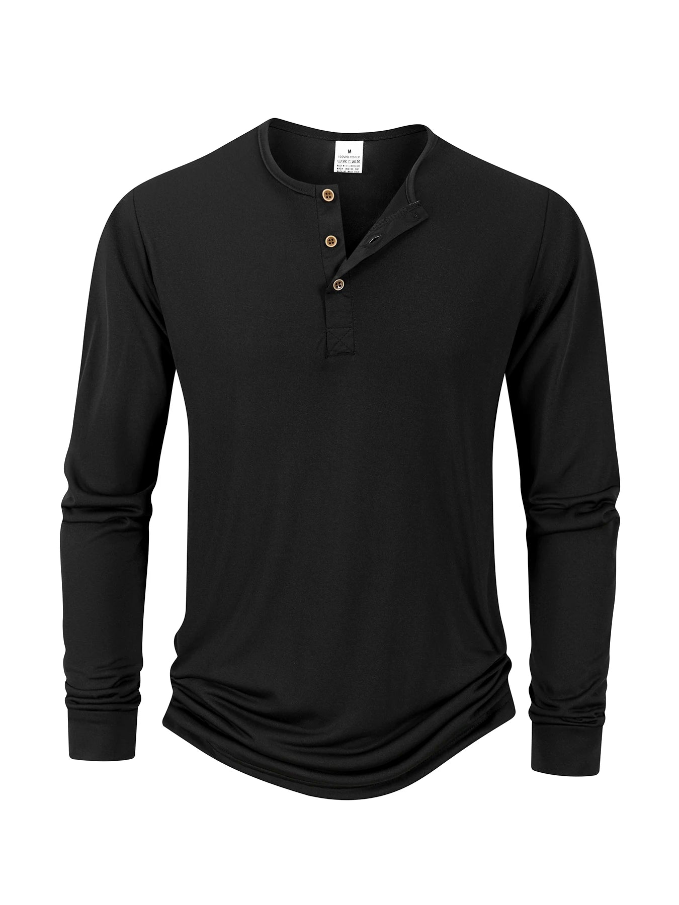 Camiseta Henley de manga larga para hombre, color liso, informal, transpirable, versátil, a la moda, ajustada, otoño