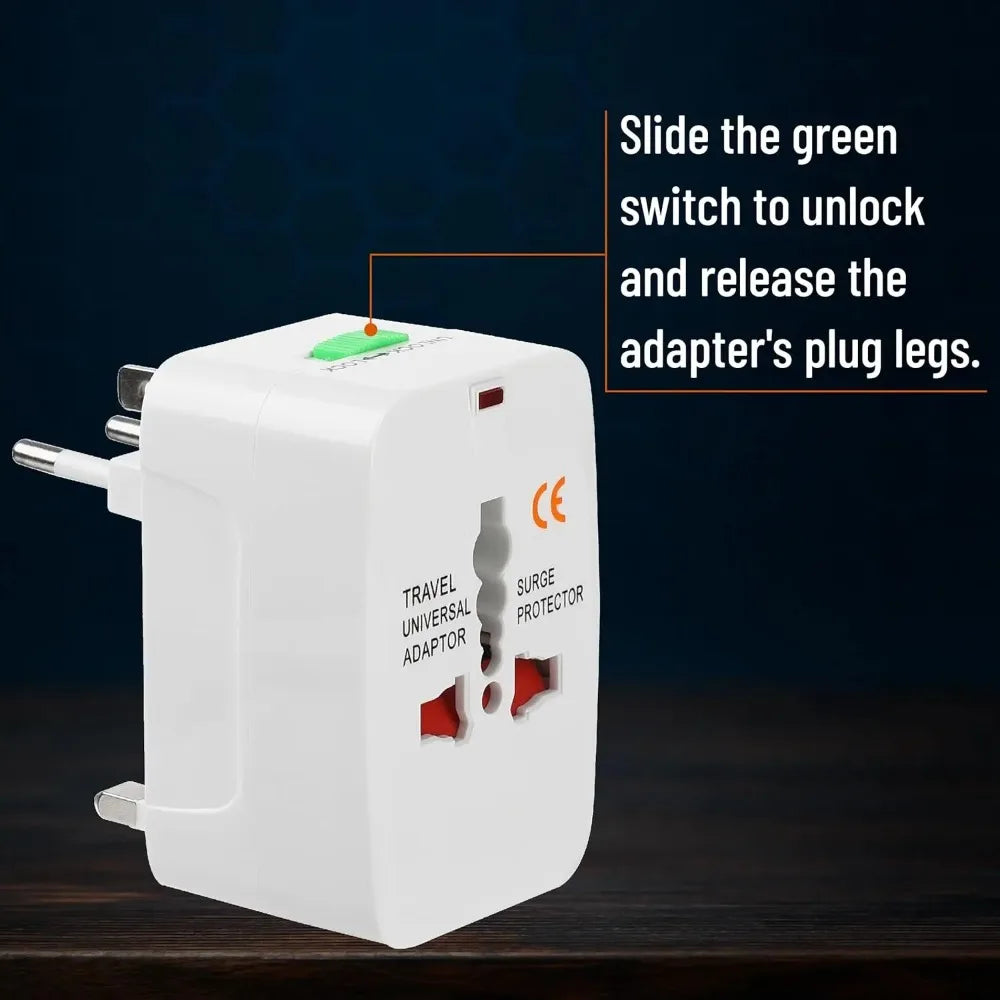 Adaptador universal de viaje, adaptador de corriente internacional compacto para enchufes de EE. UU., UE, Reino Unido, Australia e India