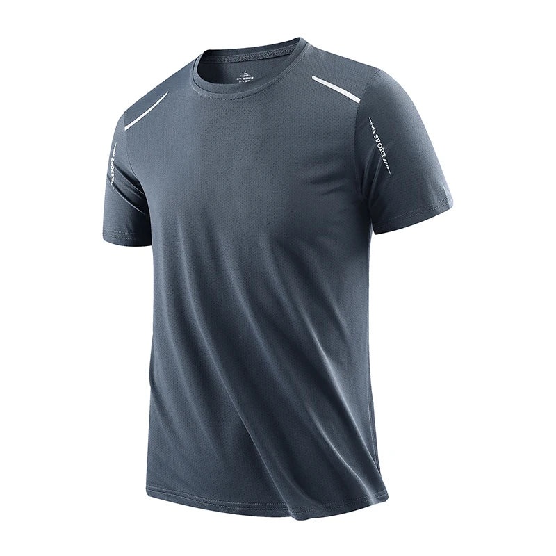 CHRLCK Hombres Correr Secado rápido Transpirable Senderismo Pesca Camisetas Elástico suave Deportes al aire libre Camiseta de manga corta Verano