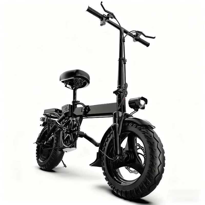 【Marca+】Bicicleta eléctrica para adultos de 1000 W, 48 V, aleación de aluminio, 14 pulgadas, bicicleta eléctrica, freno delantero ajustable, asiento, para ciclismo, bicicleta eléctrica
