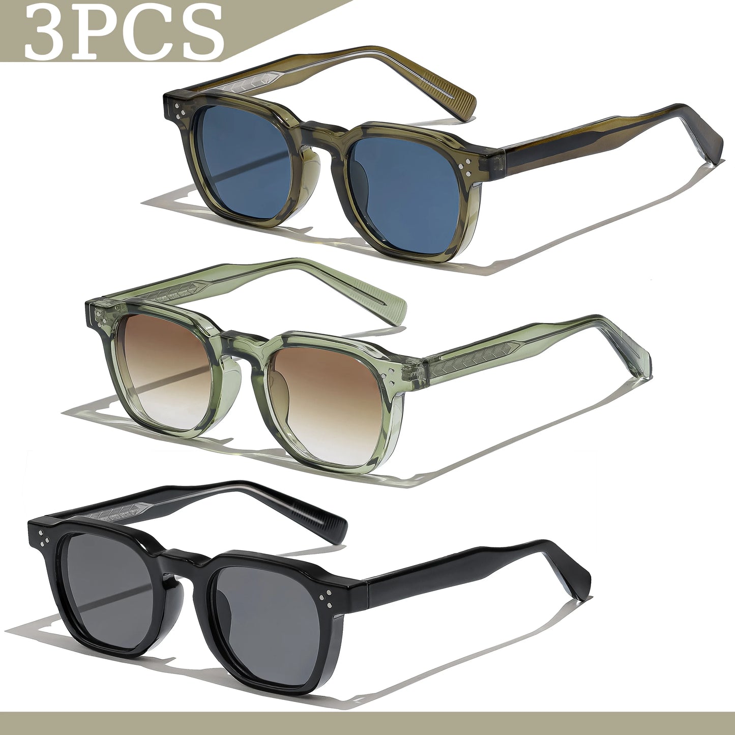 1/2/3 pièces en gros nouveau carré rétro lunettes De Soleil hommes mode Punk lunettes De Soleil femmes lunettes De Voyage Lunette De Soleil Femme UV400