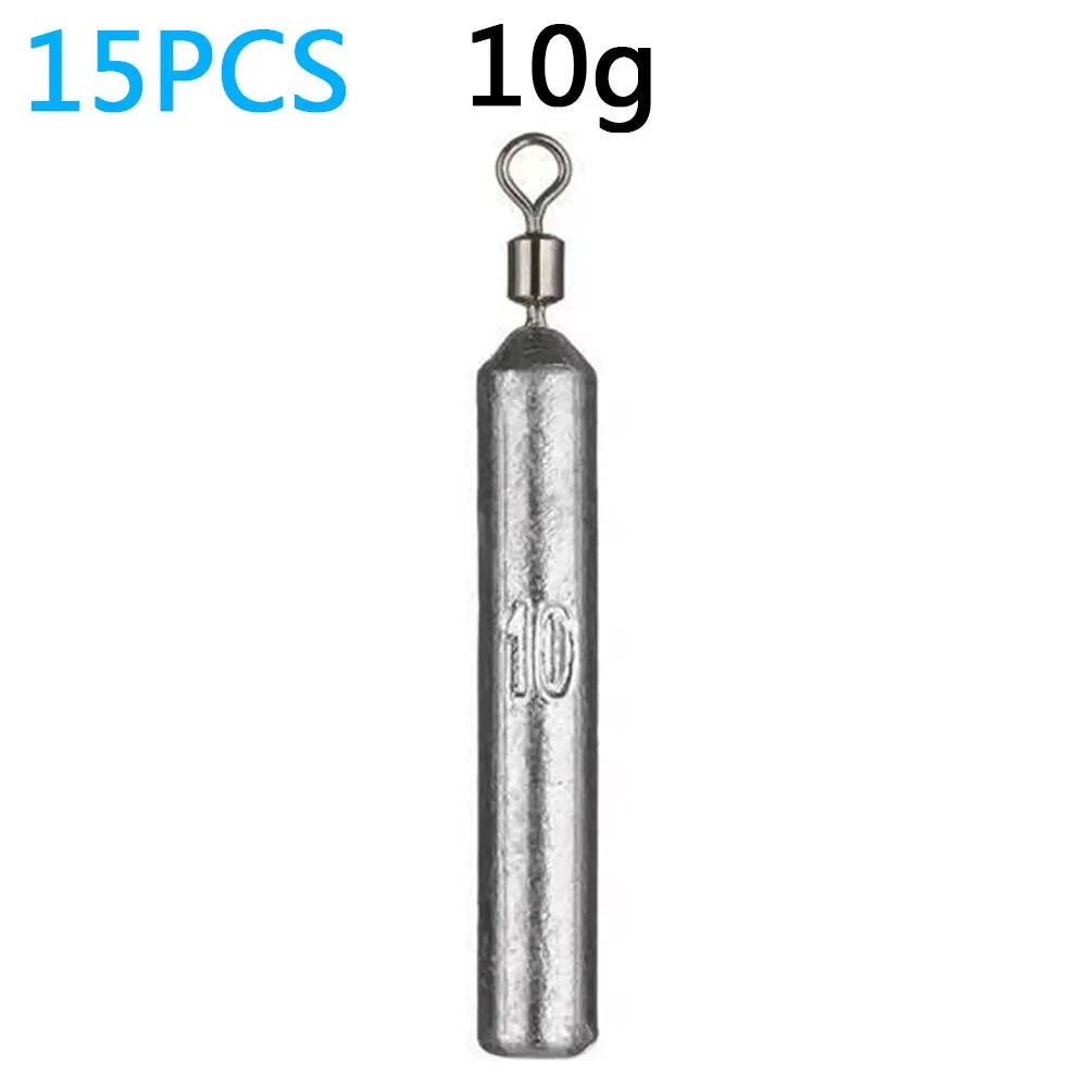 Le poids de pêche 15pcs/lot plombs 7 moules 3.5g 5g 10g tube 20g 14g 子弹铅 pendentif en métal verticale pince outil Sast Pesca kit de pêche en mer