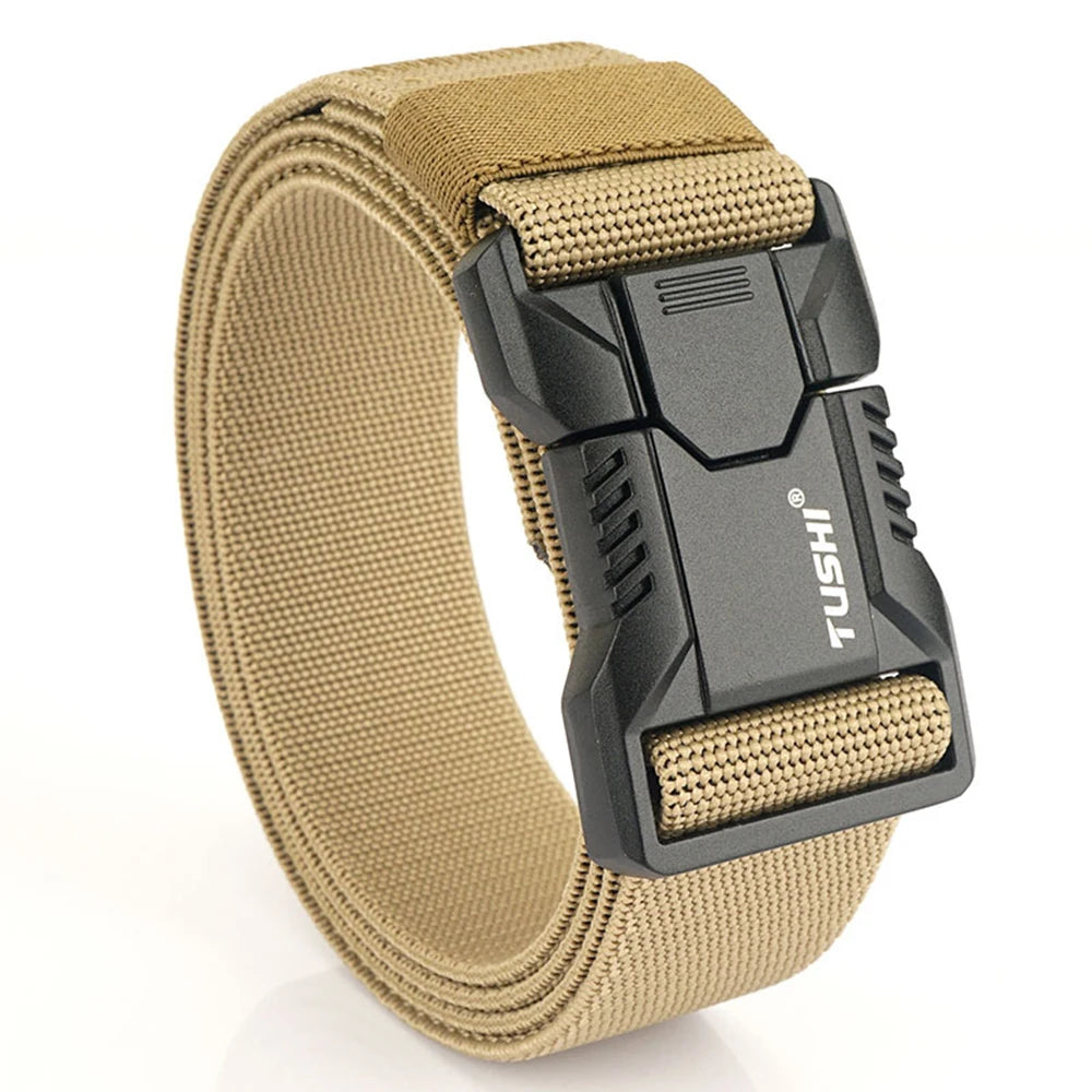 TUSHI – ceintures élastiques à boucle enfichable en alliage d'aluminium pour hommes, ceinture tactique Durable, Cowboy, ceinture militaire en plein air, chasse