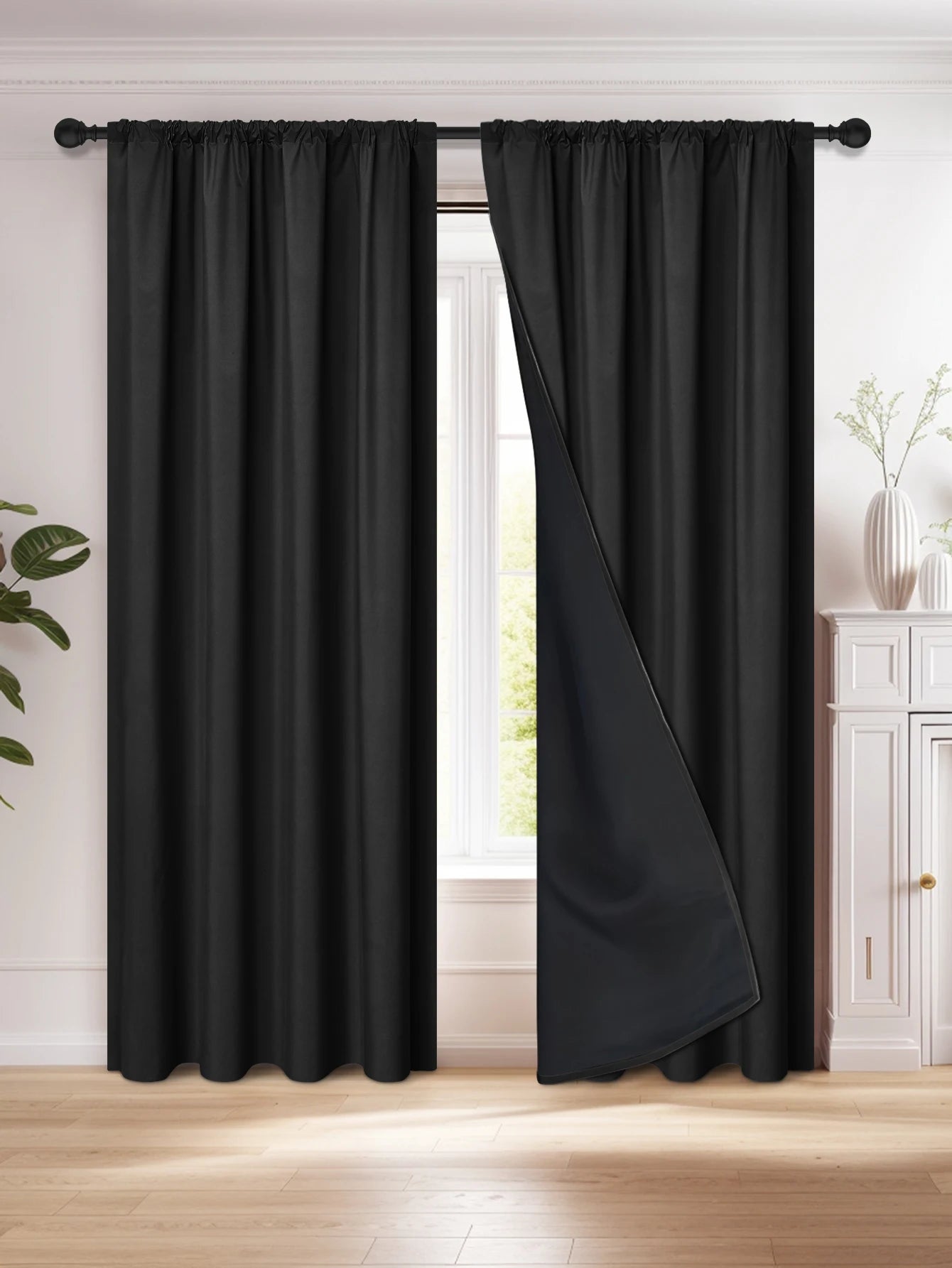 Rideau occultant 100% avec poche pour tringle, rideaux pour salon, chambre à coucher, cuisine, rideau de fenêtre, rideaux dans le salon, 1 pièce