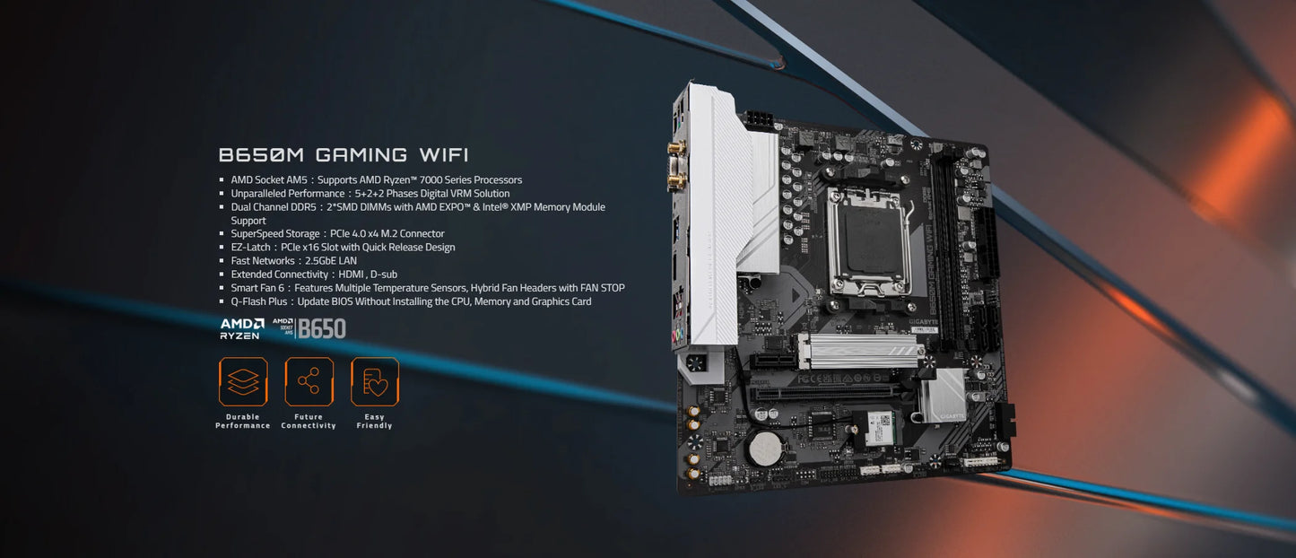 GIGABYTE B650M GAMING WIFI nouveau Support pour DDR5 M.2 AMD Ryzen 7000/8000/9000 séries processeurs Socket AM5 carte mère