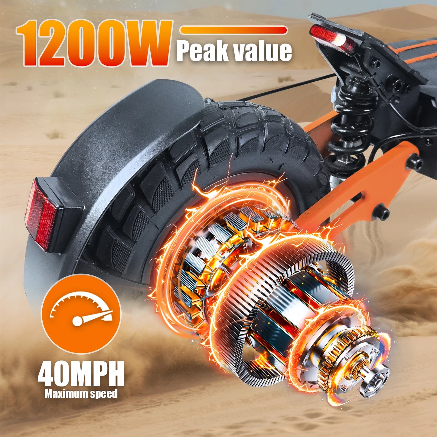 Electric Scooter for Adults, 1200 W Motor, Foldable E-Scooter Up to 40 mph and 30 Mile Range, 11" All-Terrain Scooter with Dual Sus