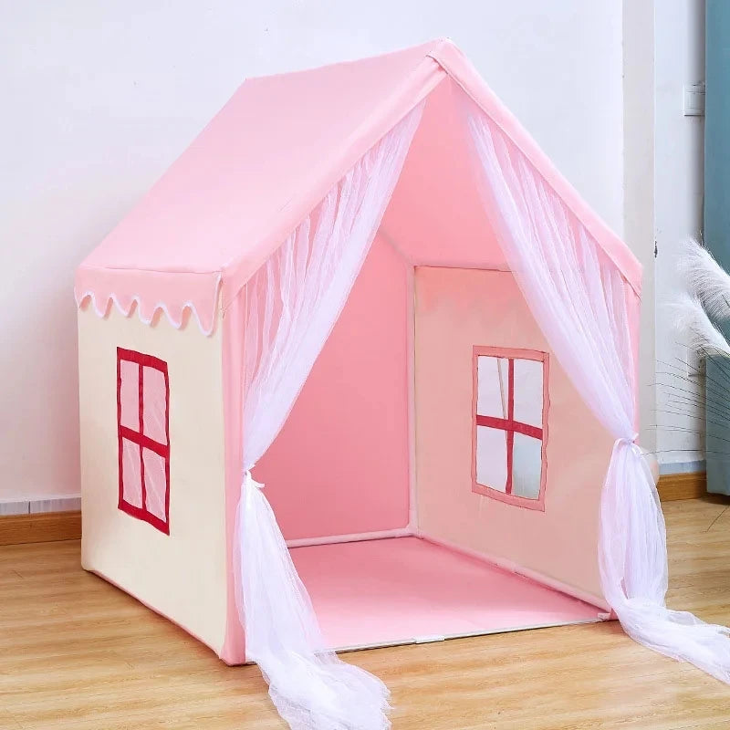 Portable teepee tent for children, baby playhouse, pink, blue, indoor and outdoor toy, princess house