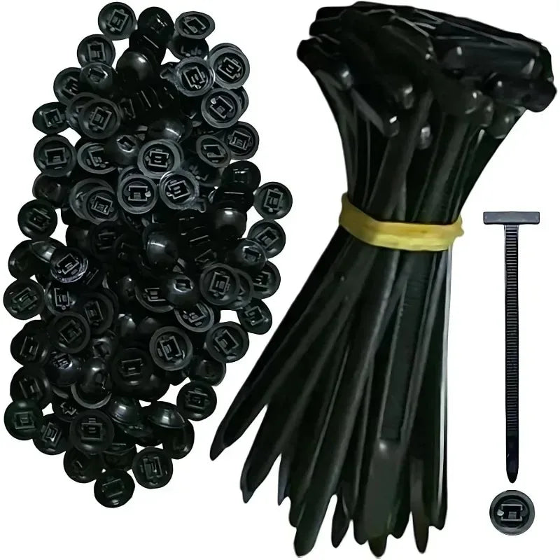 Universal Nylon Cable Tie Mount, Self-Fixing Screw, Replacement Clip for Car Fender, Engine Splash Guard, Secure Wire Management