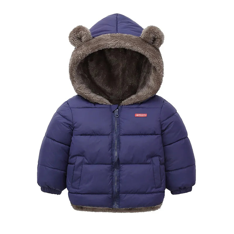 Baby Boys Girls Hooded Jacket Cotton Outerwear Thick Fleece Coat for Kids Winter Cashmere Padded Jackets Boys Girls Warm Coats