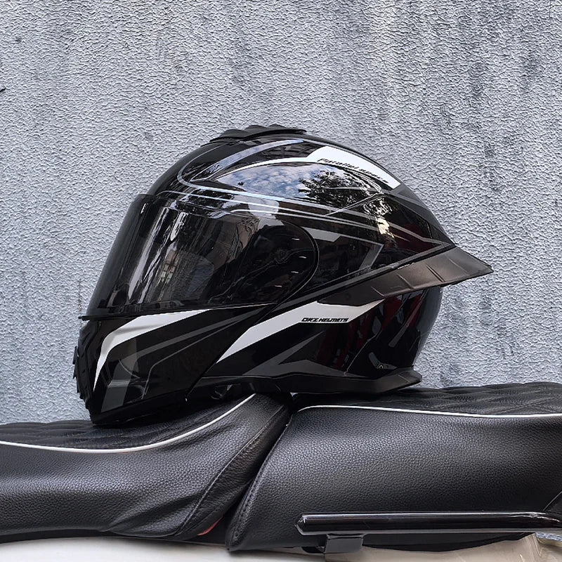 Casque de moto intégral ORZ-B08A, motif Mecha brillant, casque de course, casque de sécurité certifié DOT de Style italien avec Vi teinté