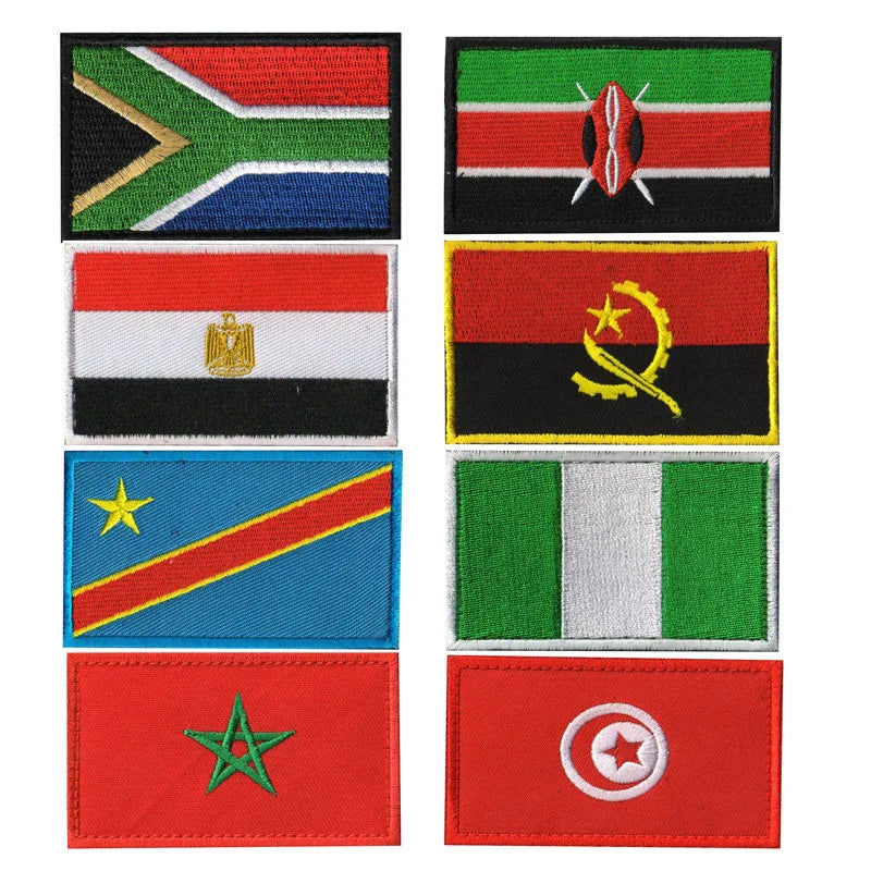 Bandera de África 3D Egipto Kenia Argelia Nigeria Angola Túnez Marruecos Sudán Malta Namibia Ghana Mozambique Banderas Parches bordados