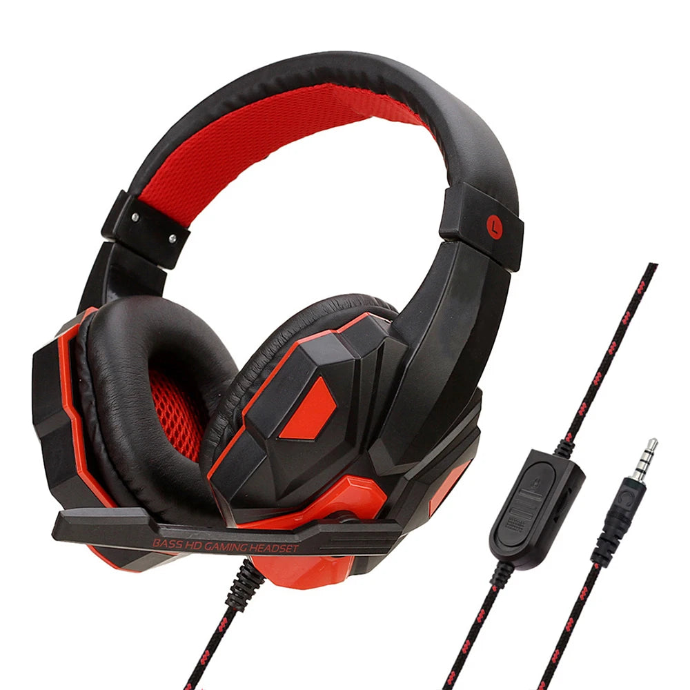 3.5mm Wired Gaming Headset PC Stereo Bass Gamer Headphone Phone Laptop Earphone Headset with Microphone for PS4 Xbox One Switch